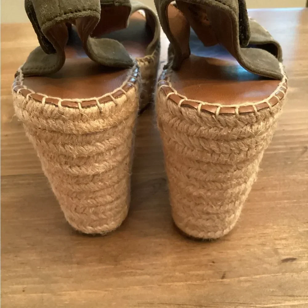 FRANCO SARTO SIZE 9M OLIVE GREEN TREASURE 2 ESPADRILLE WEDGE SANDAL